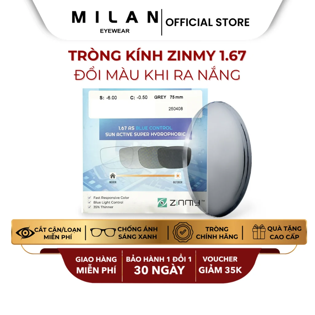 Không gian trưng bày bảng giá và chương trình khuyến mãi tại Milan Eyewear