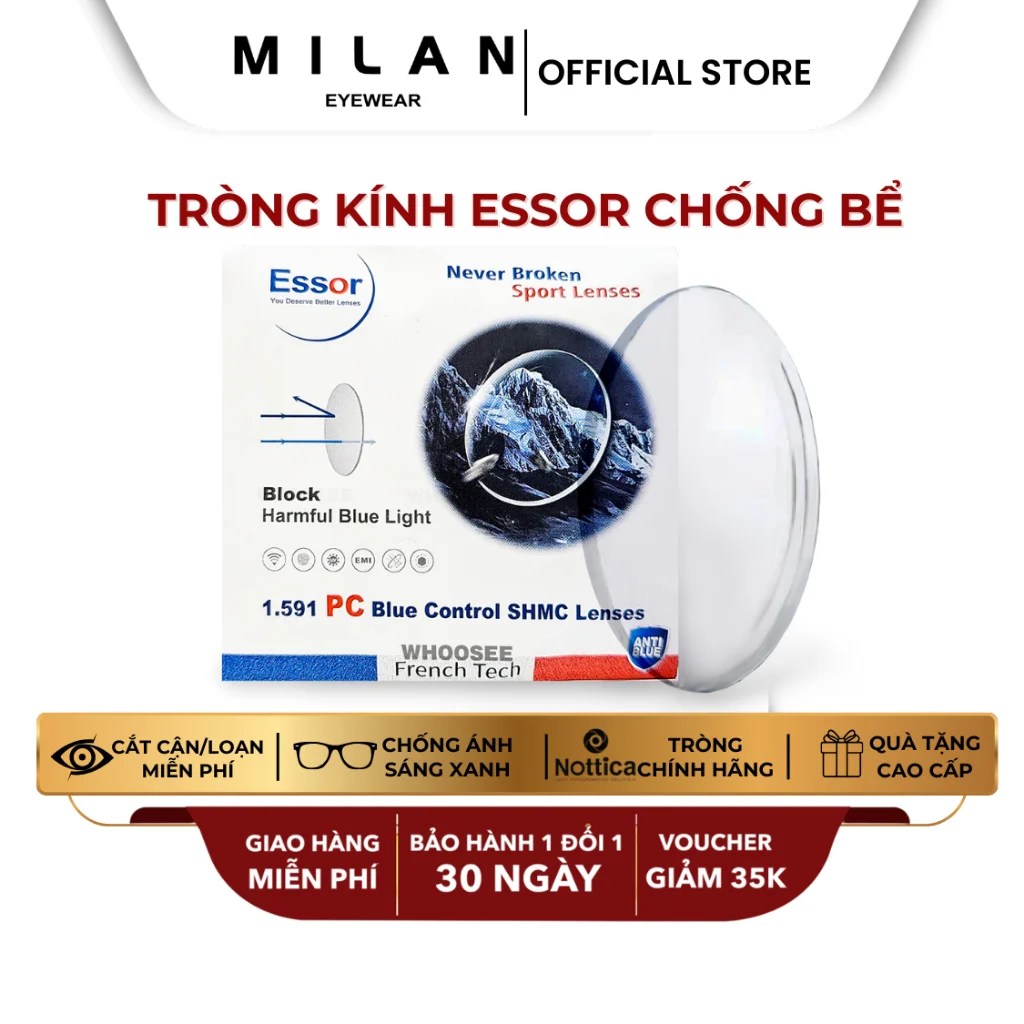 So sánh độ mỏng của các dòng tròng kính Essilor chiết suất cao