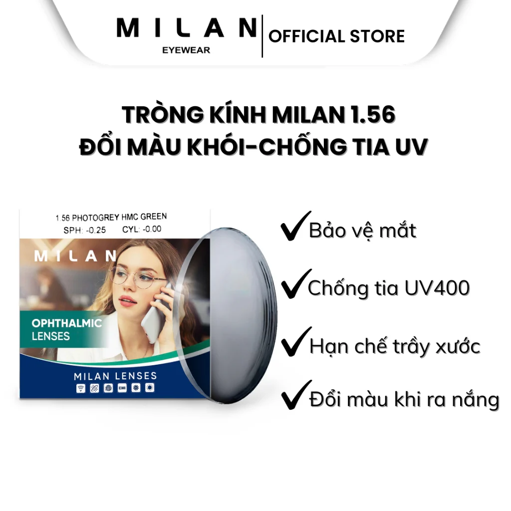 Không gian trưng bày bảng giá và chương trình khuyến mãi tại Milan Eyewear