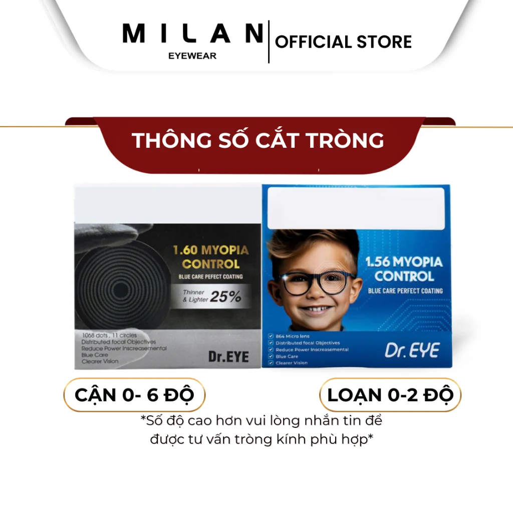 Không gian trưng bày bảng giá và chương trình khuyến mãi tại Milan Eyewear