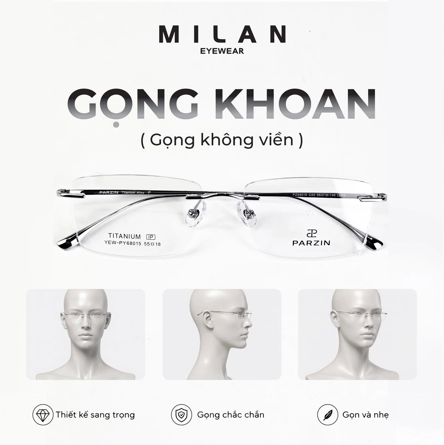 Không gian trưng bày bảng giá và chương trình khuyến mãi tại Milan Eyewear