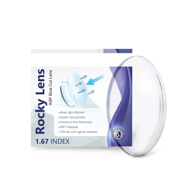 Tròng Kính Rocky 1.67 ASP Smart Blue Control (Phủ Crystal Sapphire)